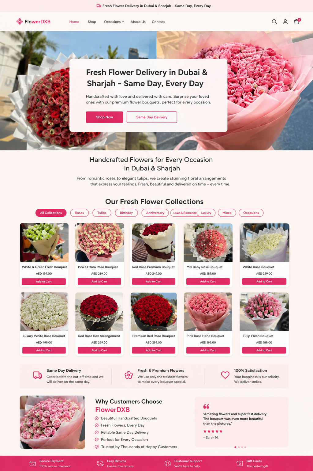 Shopify flower store design by Ahmed Web Designer
