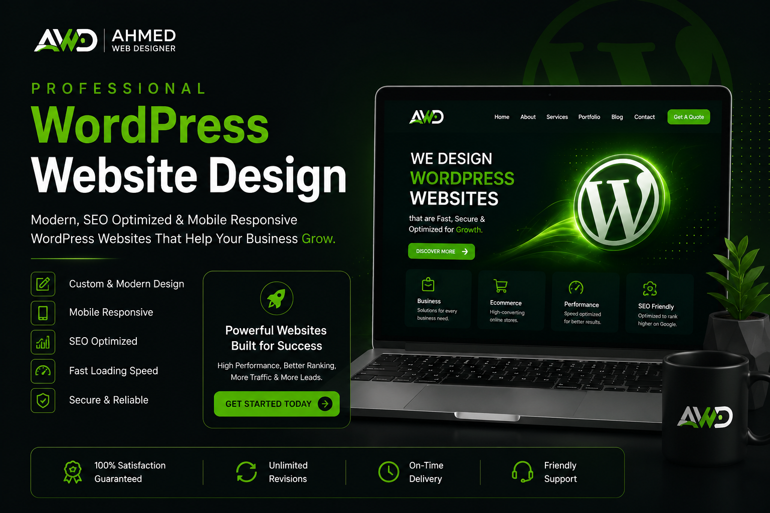 Professional WordPress website design services with SEO optimized responsive business websites