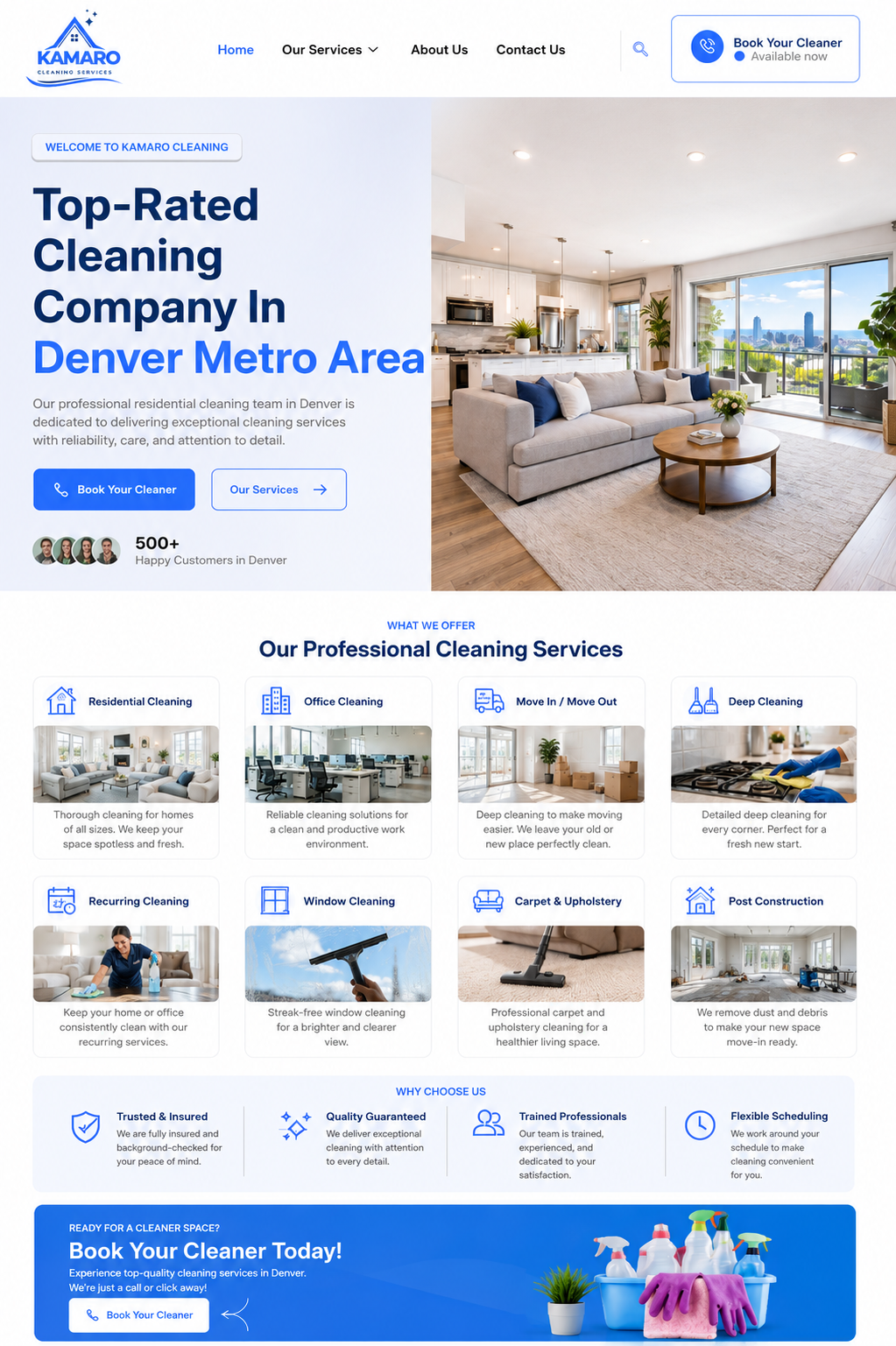 Cleaning services website designed by Ahmed Web Designer